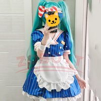 7PCS Miku Cosplay Costumes Anime Mesmerizer Uniform Halloween Christmas Carnival Party Dressing For Women Hat Apron Accessories