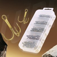 80Pcs High Carbon Steel Treble Hook Portable Triple Barbed Steel Fish Hook Barbed Sharp Triple Hook Fishing Tackle