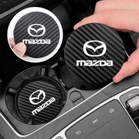 Car Carbon Fiber Textured Coasters PU Leather Water Cup Cushion For Mazda 2 3 6 5 Atenza CX3 CX5 MX5 CX7 Axela CX30 CX90 CX60