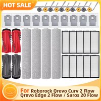 Kompatybilne z Roborock Qrevo Curv 2 Flow/ Qrevo Edge 2 Flow / Saros 20 Flow Części do Odkurzacza Wałek Mop Szczotka Główna i Boczna Filtr HEPA Worek na Kurz