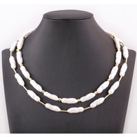 Nidin New Trendy Long Strip Shape Pearl Chain Necklace 2 Styles For Women Lady Wedding Party Light Luxury Jewelry Accessories