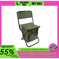 Fishing Chair with Insulated Bag Foldable Camping Chair 220LBS X-Frame 10L Cooler Bag for Outdoor Fishing Picnic Hiking