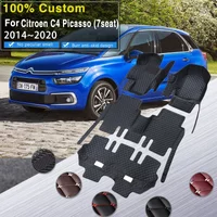 3D Car Mats For Citroen Grand C4 Picasso SpaceTourer 7seat 2014~2020 Non-slip leather Mat Rugs Pad Interior Parts Car Accessorie