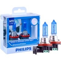 Philips H11 12V 55W Diamond Vision 5000K Super White Light Halogen Bulbs Auto Headlight Fog Lamps 12362DVS2