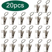 20pcs Stainless Steel Curtain Clips with Hook Durable Serrated Anti Slip Clip Home Bedroom Decorative Hanger Shower Curtain Hook