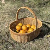 Panier de courses tissé à la main de style japonais, imitation rotin, grand panier de pique-nique, panier à fruits fait main, panier à œufs