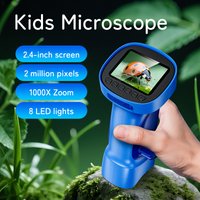 Digital Microscope for Kids Mini Microscope Camera with 2.4" IPS Screen 1000x Zoom Portable Children Microscope Birthday Gift