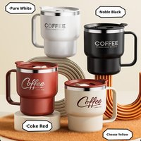 304 Stainless Steel Double Wall Insulated Coffee Cup With Handle Leak-proof 400ml Water Cup Milk Coffee Mug