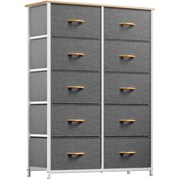 Chest of Drawers with 10 Drawers, Fabric Drawers Cabinet with Easy Pull Handle,Sturdy Steel Frame,Storage Drawers for Bedroom,