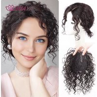 Synthetic Hair Toppers for Women Short Curly Clip In Hair Topper Wiglets with Middle part Bang Add Hair Volume Cover Gray Hair