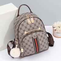Stylish retro letters diamond-shaped printed women's backpack, all commute shopping backpack small and light