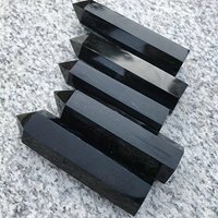 Natural Obsidian Tower Point-Black Gemstone Tower-Crystal Obelisk Tower-Generator Polished Crystal Home Decoration