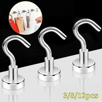 3/8/12pcs magnetic hooks no drilling required Very suitable for hanging towels keys bags The magnet has strong adsorption force