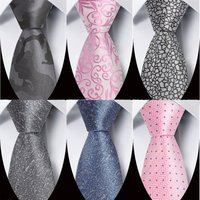 Luxury Men's Necktie 8cm Gray Pink Color Tie Jacquard Woven Neck Ties for Man Business Wedding Party Accessories Gift