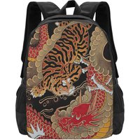 Traditional Japanese Irezumi Tiger And Dragon Hot Sale Schoolbag Backpack Fashion Bags Irezumi Horimono Ukiyo E Geisha Adetatu