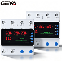 GEYA 100A 3 phase 3P+N Phase Selector Adjustable Over And Under Voltage Current Protection Auto Priority Phase Switch Din Rail