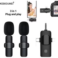 3in1 Wireless Microphone for iPhone Android Cameras Wireless Microphone for Interviews Vlog Noise Cancelling Lavalier Microphone