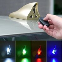 Solar Magnetic Car Antenna Anti Collision Light Shark Fin Roof Tail Flashing LED Car Warning Lights Remote Control Accessories
