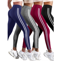 One Piece Casual Sports Side Stripe Pants High Waist 4 Way Stretch Breathable Running Workout Yoga Leggings Activewear For Women