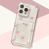 Case For iPhone 16 Pro Max 15 14 13 12 11 Insert Card Bow Transparent Phone Cover For iPhone XS Max X XR 7 8 Plus SE 2022 Cases