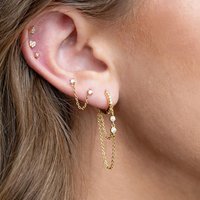 New Arrival Stainless Steel Ear Studs Tassel Chains Earrings For Women Fashion Crystal Zirconia Drop Earrings Piercing Jewelry