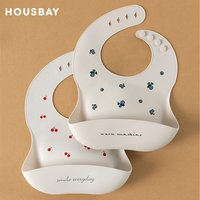 Baby Bib Waterproof Soft Silicone Scarf Summer Cute Cherry Print Adjustable Bibs Burp Cloths Baby Feeding Aprons Kids Eating