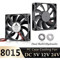Gdstime 8015 80MM 24V PC Case Fan DC 5V 12V USB Dual Ball Bearing Cooling Fan 80x80x15mm 4PIN/2PIN Laptop Cooler Brushless Fan
