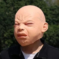 Cry Child Masks Halloween Latex Crying Baby Headgear Cosplay Party Crying Child Head Cover Props