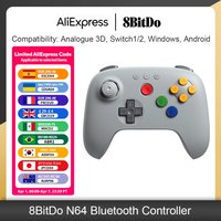 8BitDo N64 Bluetooth Controller with Hall Effect Joysticks for Analogue 3D, Switch, Switch 2, Windows, Android Game Accessories