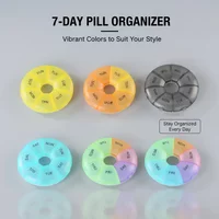 7 Grids Weekly round Pill Case - 7 Days Plastic Tablet Candy Box Portable Storage Holder Travel Organizer Container