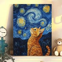 New Arrival Diamond Painting Kit Van Gogh Starry Sky Cat Full Diamond Mosaic Scenery Embroidery Cross Stitch Home Decoration