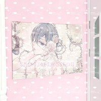 タペストリー Gothic Anime Ciel Phantomhive Tapestry, Retro Rose Thorn Black Butler Wall Art, Dark Aesthetic Room Decor for Bedroom Dor