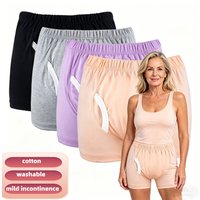 Reusable Washable Adult Diaper Pants Breathable Open Incontinence Shorts Leak-Proof Care Underwear for Elderly 4 Color