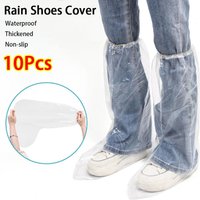 10Pcs Waterproof Rain Shoes Cover Transparent Non-slip Disposable Shoe Cover Thickened with Rubber Band Foot Cover Outdoor