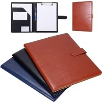 A4 PU Leather Conference Folder Business Document Binder Contract File Organizer Classic Office Stationery for Desk Storage