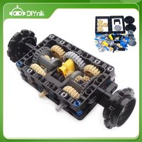 MOC Tank Excavator Tracked Chassis Remote Control Steering System Gear Differential Bricks Pair L Motors 88003 Building Blocks