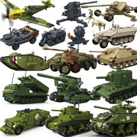 Czołgi wojskowe Stuart SdKfz251 PanzerVI Sherman Armia Amerykańska Quan Guan Figurka Żołnierza z II Wojny Światowej Model Klocki Cegły Zabawka dla Dzieci