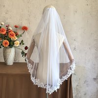 1 Piece of Pure White Bridal Veil, 35.43 Inches Long, Featuring a Bridal Headpiece for the Main Wedding Dress, with a Forest-Sty