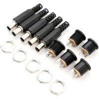 12V 3A Plastic Male Plugs + Female Socket Panel Mount for DC Power Conne 2.1mm 5.5mm Wire Power Pigtails Adapter