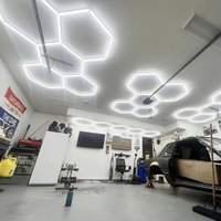 Hexagon LED Lights 110-240V 6500K Ultra Thin Honeycomb LED Ceiling Lamp for Garage Workshop Gym Basement Car Detailing shop