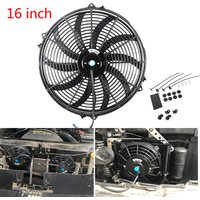 16 Inch Universal 12V 120W Slim Reversible Black Blade Electric Cooling Radiator Auto Fan Mounting Kit