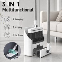 3-in-1 Multifunctional Broom & Dustpan Set 180° Rotatable Floor Brush with Hair Removal Scraping for Home Kitchen Cleaning Tools