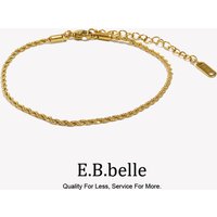 E.B.belle Twists Chain Anklet Minimalist 18K Gold Plated Stainless Steel Bracelet on the Leg Jewel Accessories for Women Gift