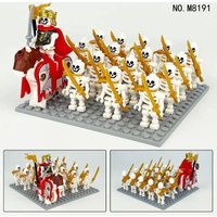 Medieval Skull Corps M8191 White Horse Shirt Flag Bottom Plate Accessories Educational Toy Soldier Doll