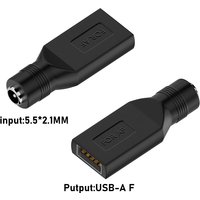 USB to DC Female Converter 12V DC5.5X2.1 F to USB F Plug 5V Charging Adapter for Computer Laptop PC USB Power Extend Connector