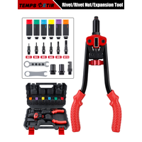 Heavy Duty Rivet Nuts Gun Insert Manual Riveter Reamer Set Durable 3-IN-1 Threaded Tool with 5 Rivet Heads and 6 Metric Mandrels