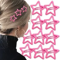 Egirls Pink Pentagram Star Hair Clip for Women Sweet Cool Cute Y2K 90s Aesthetics Bobby Hair Pins Trend Hair Accessories Jewelry