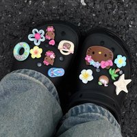 Summer Brown Hello Kitty Hawaiian Theme Starfish Shoe Charms Beach Clog Accessories Sandals Clip DIY Decor for Women Party Gift