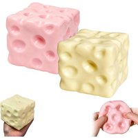6CM Cheese Squishy Jumbo Squishy Luck Squeeze Cheese Stress Ball Soft Slow Rising Cube Block Sensory Fidget for Stress Adults