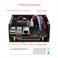 FULL-X825-C8 Case For Raspberry Pi 4B X825 2.5-Inch SATA Hard Disk SSD Drive Board With Cooling Fan+Switch Button